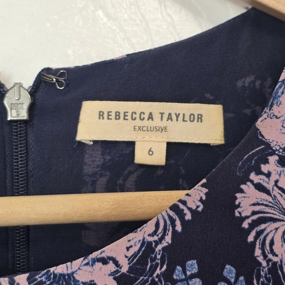 Rebecca Taylor Women's Purple Floral Boho Silk Mini Dress Size 6 - Picture 3 of 9